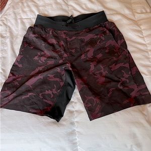 Lululemon Training Shorts. Camouflage Black/Red Color. Like New Condition.